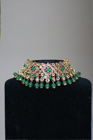 Kundan Necklace Earrings Maang Tikka Set – Indian Wedding Jewelry Set