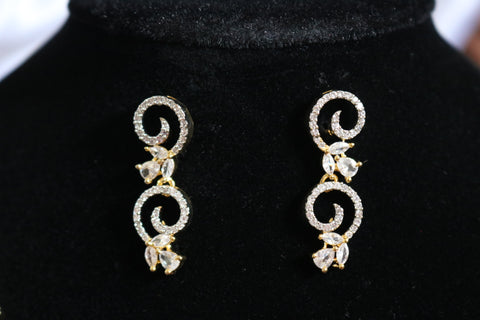 Gold & White Tone American Diamond (AD) | CZ Necklace Set – Elegant Jewelry