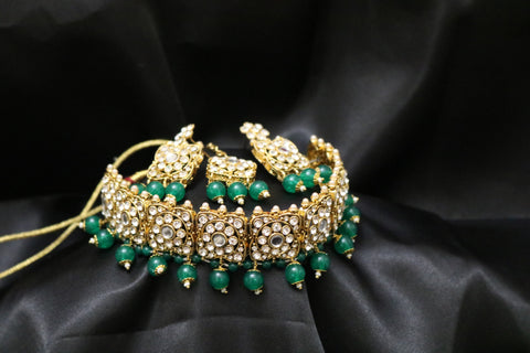 Kundan Necklace Earrings Set Indian Wedding Jewelry Set