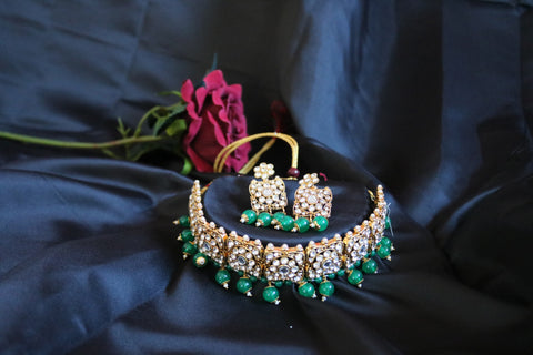 Kundan Necklace Earrings Set Indian Wedding Jewelry Set