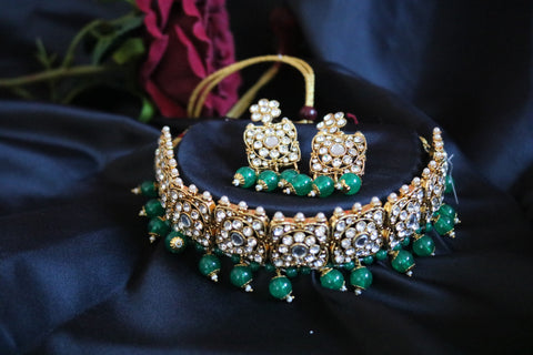 Kundan Necklace Earrings Set Indian Wedding Jewelry Set