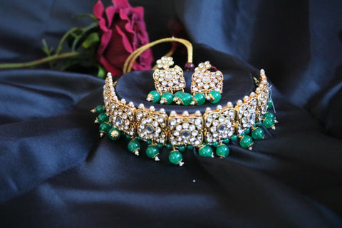 Kundan Necklace Earrings Set Indian Wedding Jewelry Set