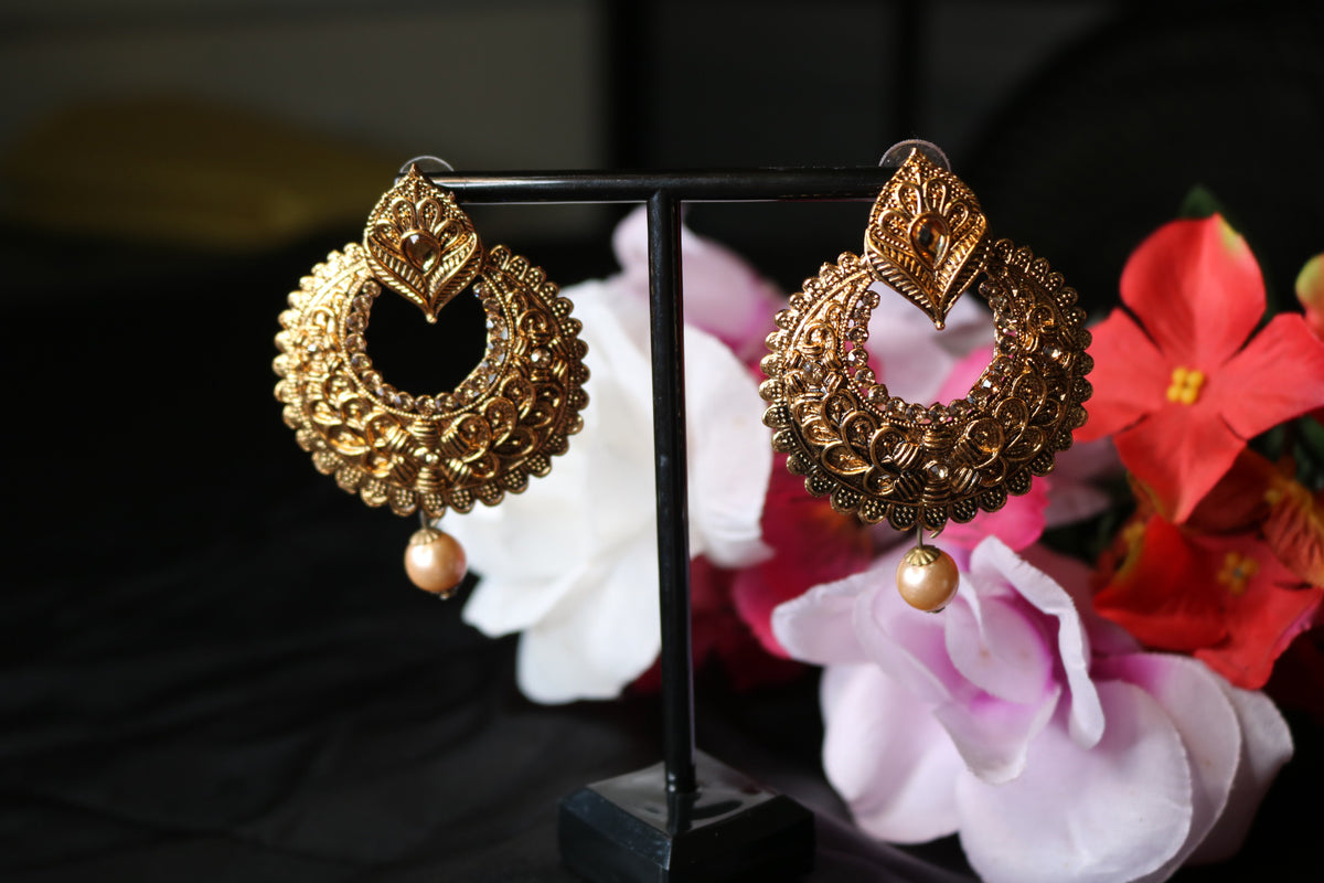 Gold-plated Traditional Earrings – Elegant Ethnic Jewelry for Women