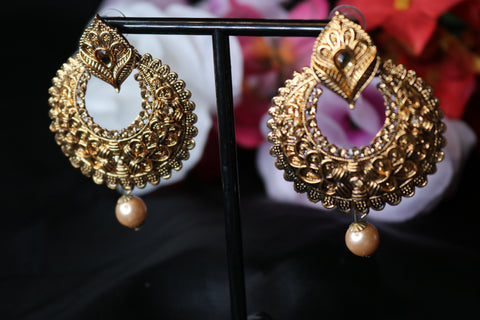 Gold-plated Traditional Earrings – Elegant Ethnic Jewelry for Women