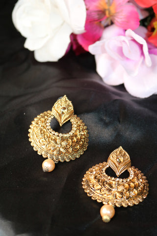 Gold-plated Traditional Earrings – Elegant Ethnic Jewelry for Women
