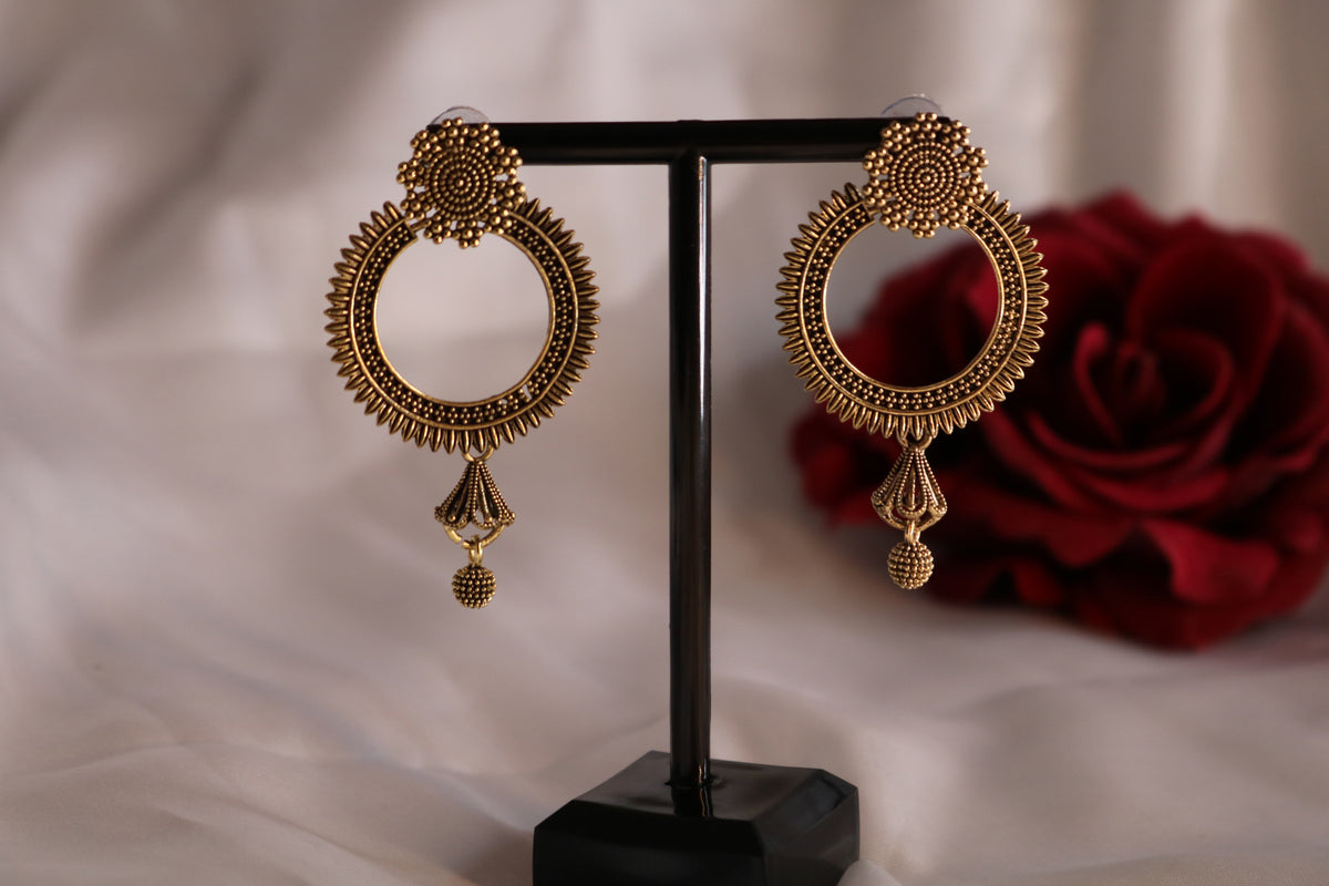 Traditional Studded Chandbali Earrings – Elegant Ethnic Jewelry for Women