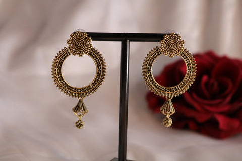 Traditional Studded Chandbali Earrings – Elegant Ethnic Jewelry for Women