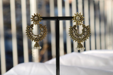 Gold-plated Chandbali Studded Dangle Earring