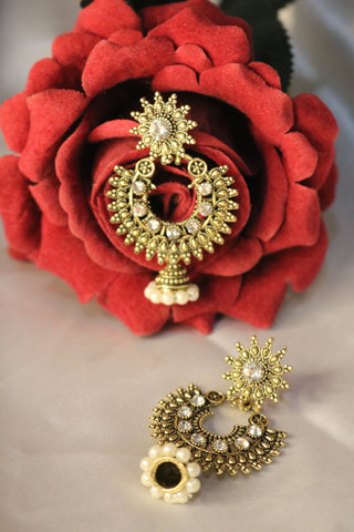 Gold-plated Chandbali Studded Dangle Earring