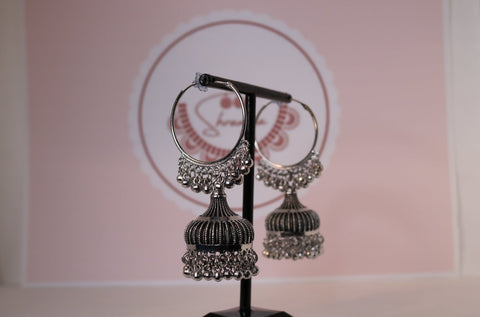 Oxidized Vintage Ethnic Bohemia Boho Bell Tassel Earrings
