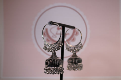 Oxidized Vintage Ethnic Bohemia Boho Bell Tassel Earrings