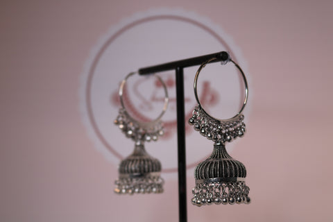 Oxidized Vintage Ethnic Bohemia Boho Bell Tassel Earrings