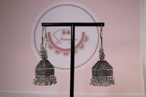 Classic Dangling German Silver Oxidized Traditional Earrings