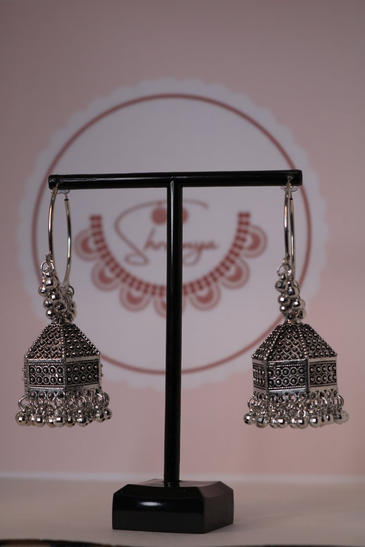 Classic Dangling German Silver Oxidized Traditional Earrings
