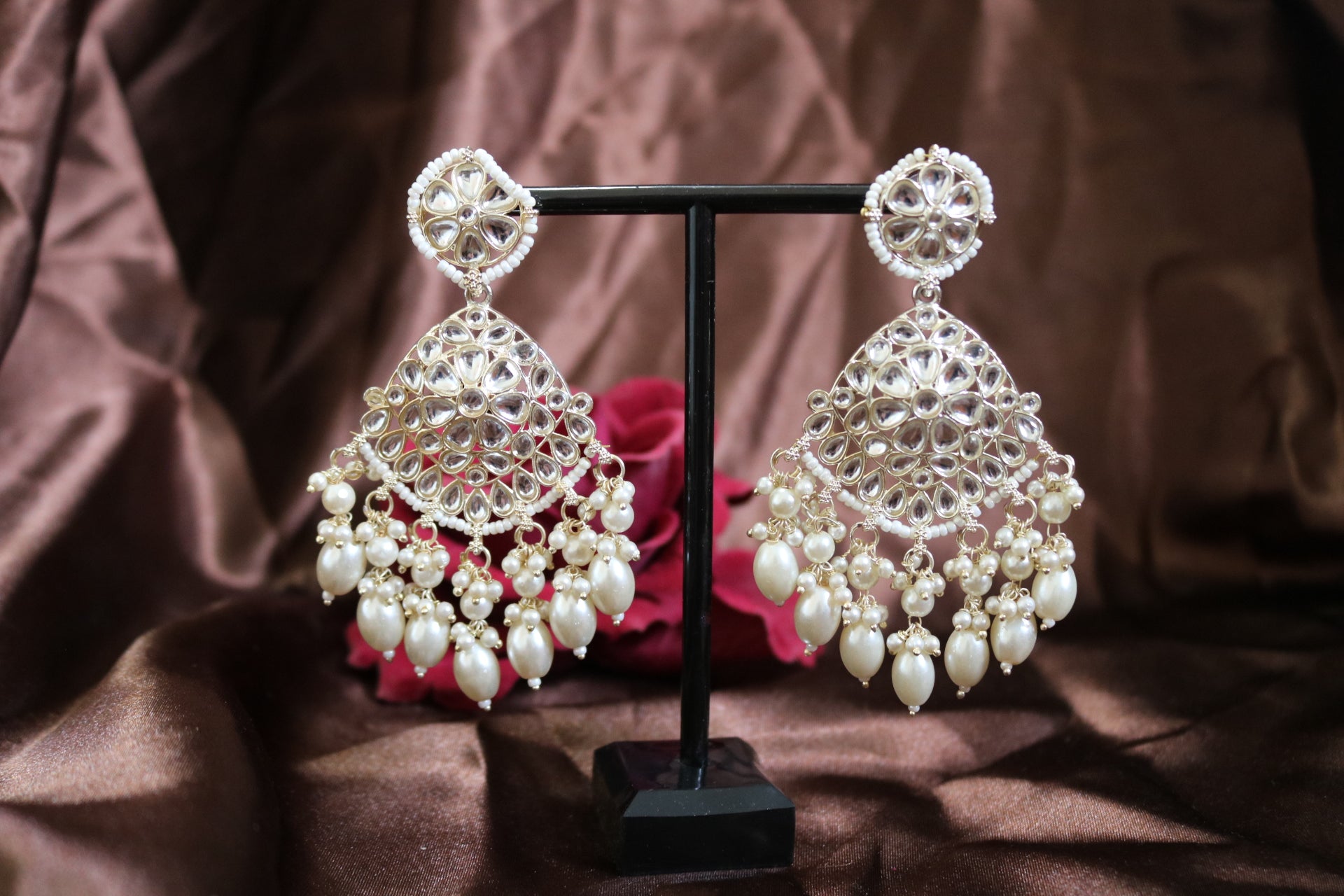 Gold Plated Kundan Drop Earrings