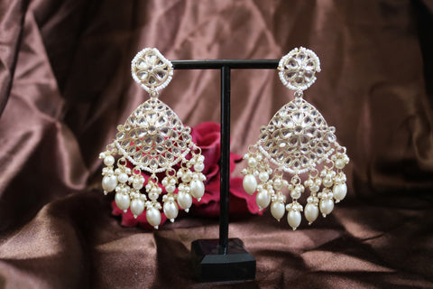 Gold Plated Kundan Drop Earrings