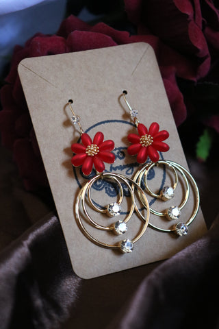Flower Tiered Dangle Earrings – Elegant Floral Statement Jewelry