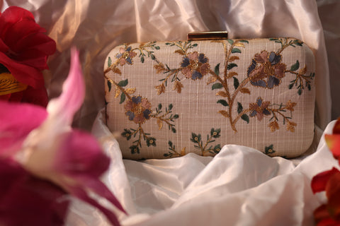 Hand-Embroidered Evening Clutch Purse - Elegant Handbag