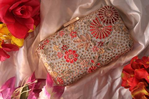 Hand-Embroidered Evening Clutch Purse - Elegant Handbag