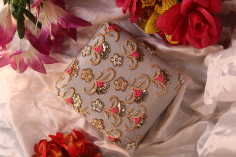 Hand Embroidery Square Clutch