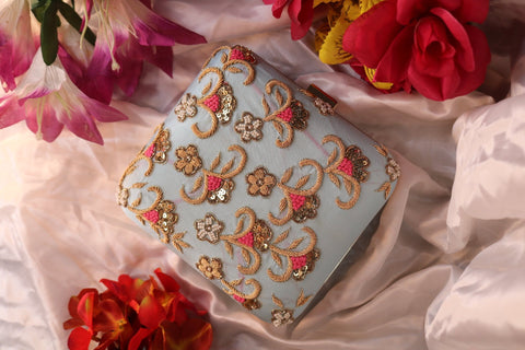 Hand Embroidery Square Clutch