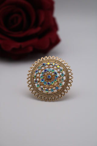 Gold-Plated Rhinestone Ring – Sparkling Elegant Jewelry