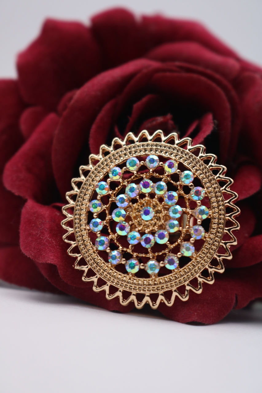 Gold-Plated Rhinestone Ring – Sparkling Elegant Jewelry