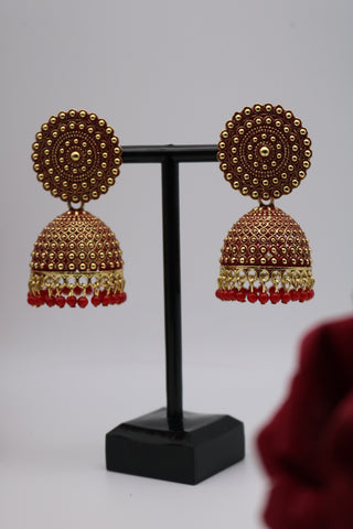 Maroon Traditional Designer Earrings – Elegant Ethnic Statement