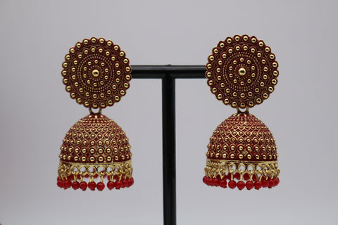 Maroon Traditional Designer Earrings – Elegant Ethnic Statement