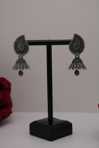 Oxidized Silver Plated Small Earrings/ Small Jhumka