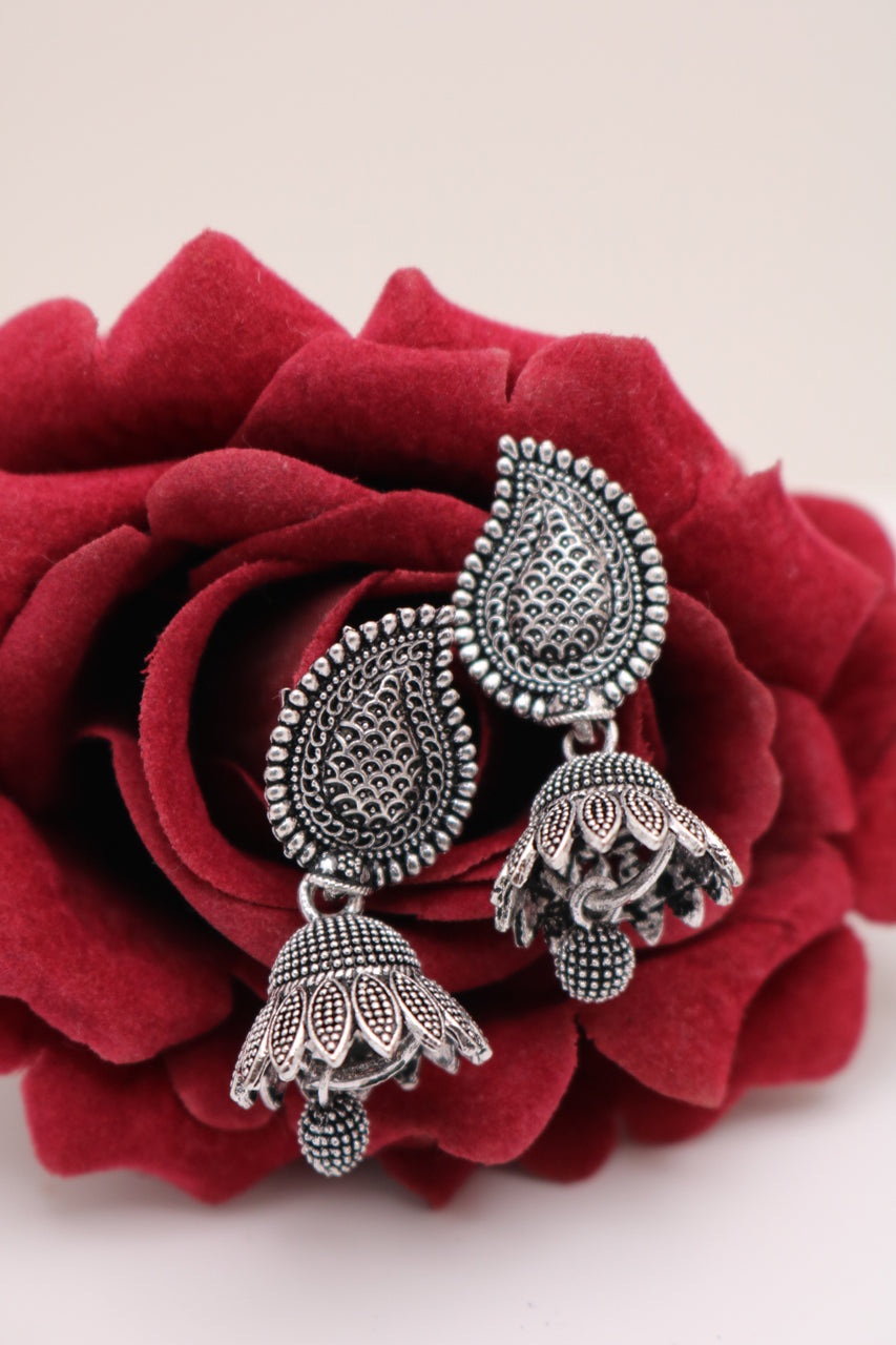 Oxidized Silver Plated Small Earrings/ Small Jhumka