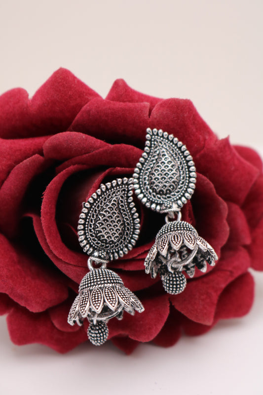 Oxidized Silver Plated Small Earrings/ Small Jhumka