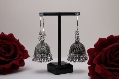 Oxidized Hoop Jhumka Earring