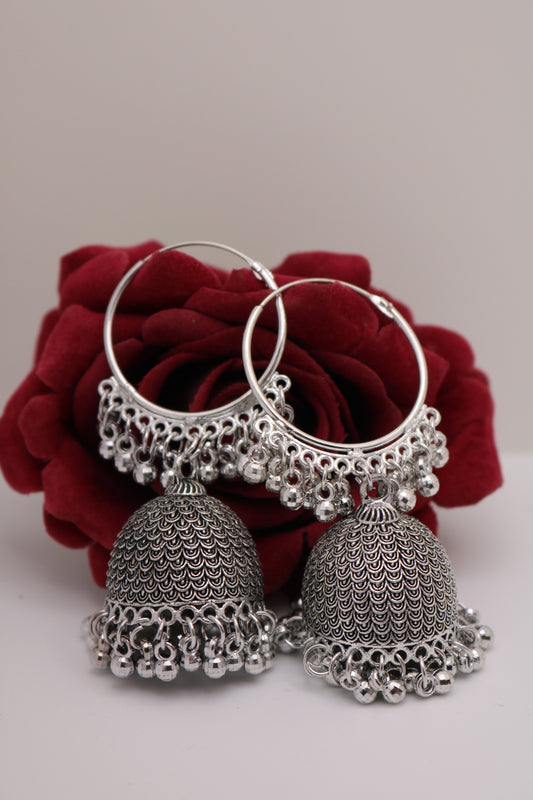 Oxidized Hoop Jhumka Earring