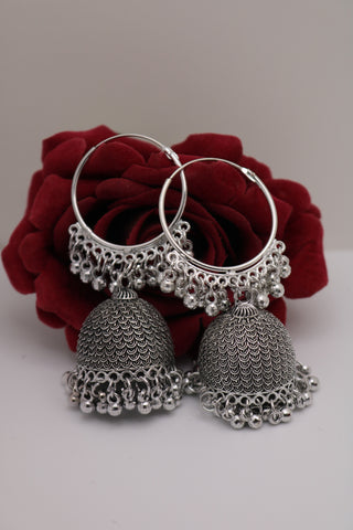 Oxidized Hoop Jhumka Earring