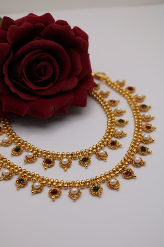 Gold-plated Multi-colored Anklet/Payal