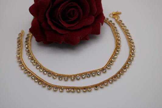 Gold-plated Rhinestone Anklet/Payal