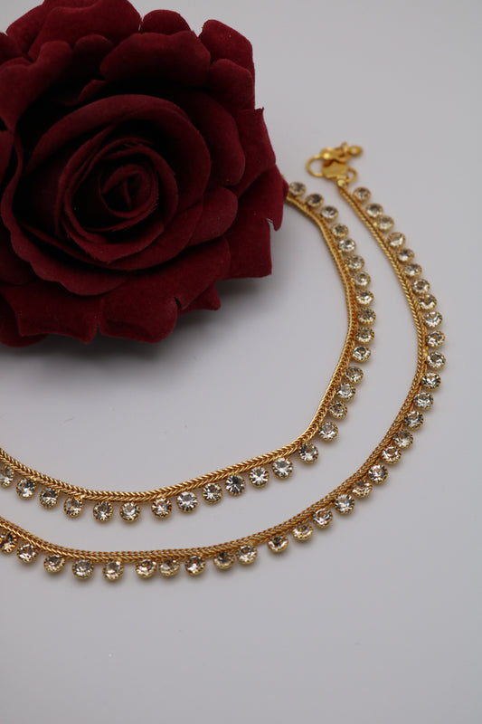 Gold-plated Rhinestone Anklet/Payal