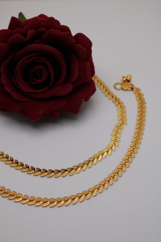 Gold-plated Leaf Anklets/Payal