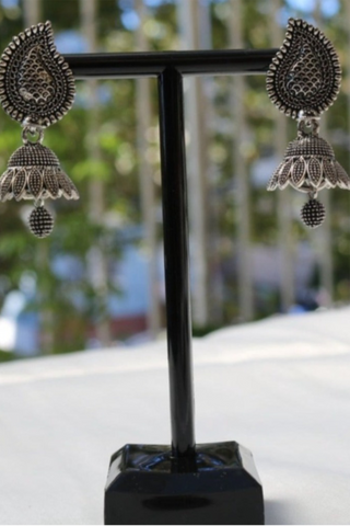 Oxidized Silver Plated Small Earrings/ Small Jhumka