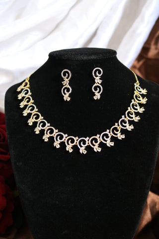 Gold & White Tone American Diamond (AD) | CZ Necklace Set – Elegant Jewelry
