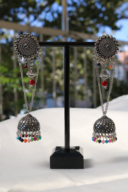 Oxidized Silver Plated Long Earrings