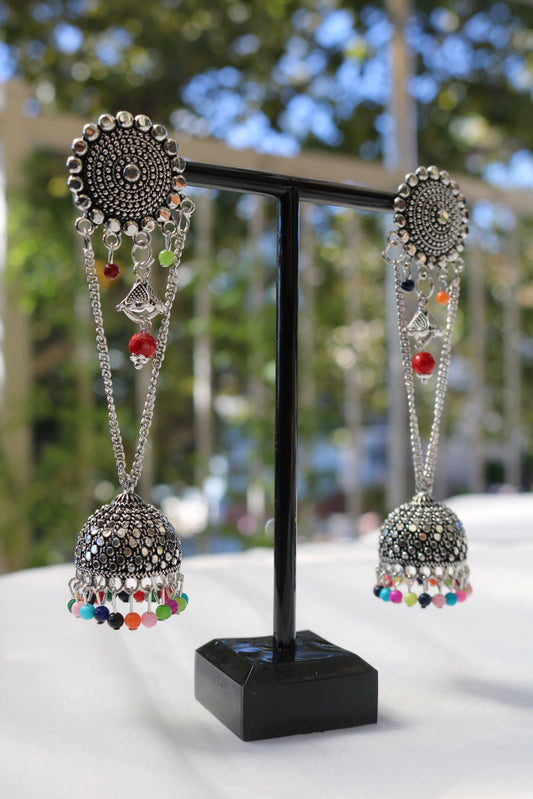 Oxidized Silver Plated Long Earrings