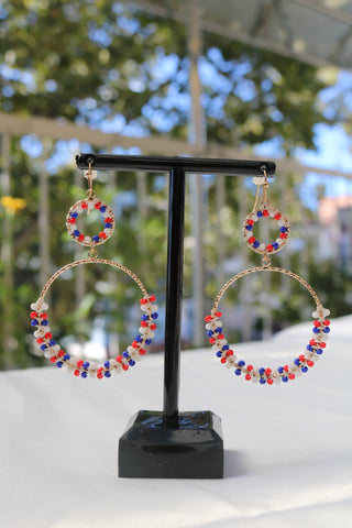 Multi-Colored Beaded Hoop Earring