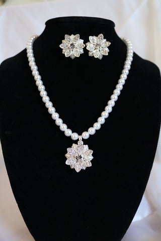 Strand Classic Simulated Pearl Necklace and Earring Jewelry Set