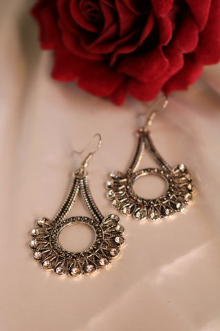 Oxidized Silver Plated Designer with Rhinestone Earring
