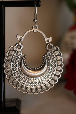 Oxidized Silver Plated Chandbali Earrings with for Women & Girls