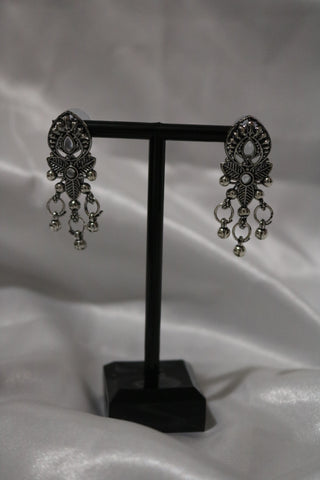 Oxidised Silver-toned Afghani Turkish Choker Necklace & Earring Set