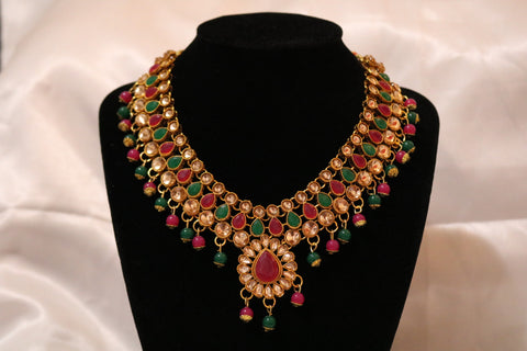 Multi-Color Kundan Choker Jewelry Set Ethnic Indian Traditional