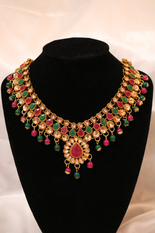 Multi-Color Kundan Choker Jewelry Set Ethnic Indian Traditional